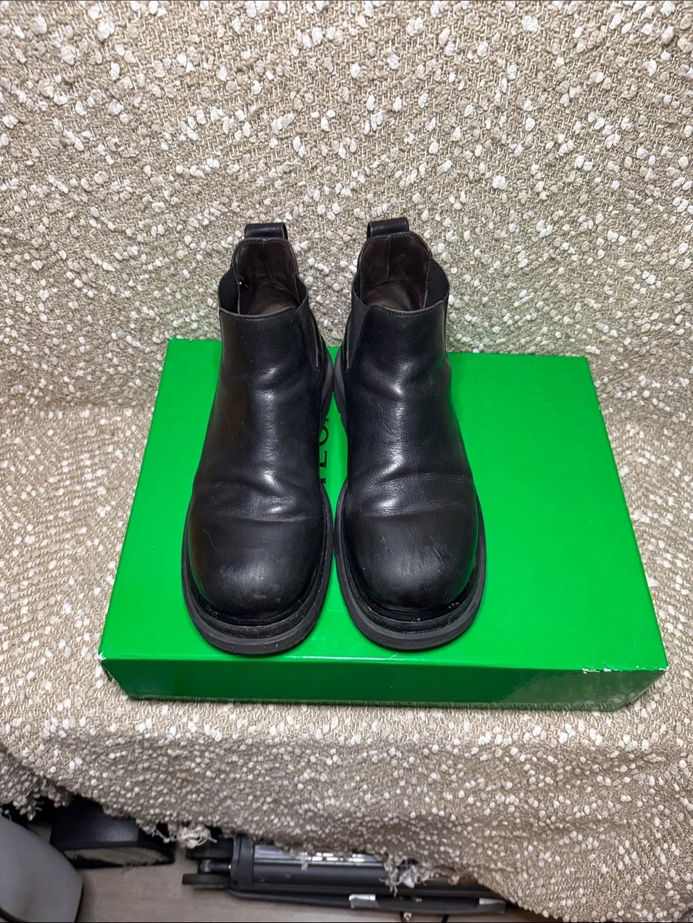 Bottega Veneta Black Leather Lug Boots
